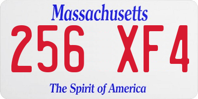 MA license plate 256XF4