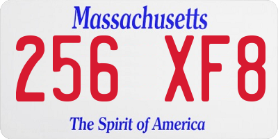 MA license plate 256XF8