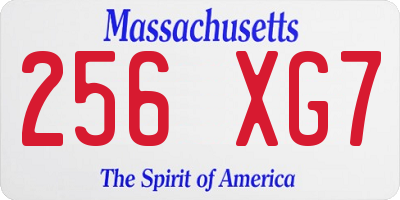 MA license plate 256XG7