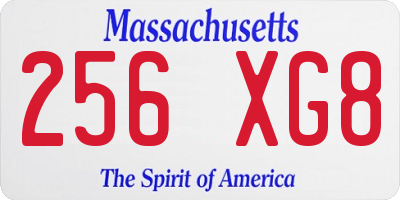 MA license plate 256XG8