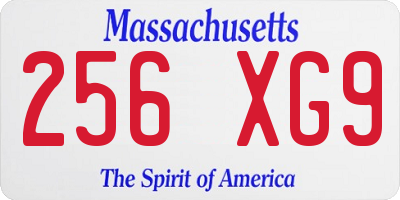 MA license plate 256XG9