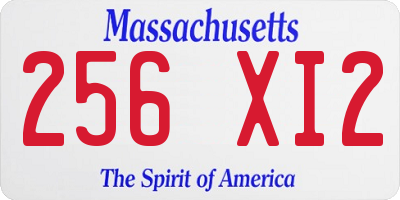 MA license plate 256XI2