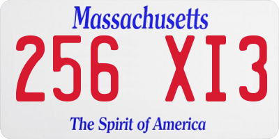 MA license plate 256XI3