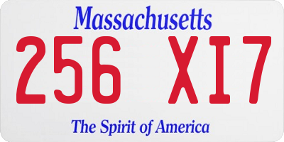 MA license plate 256XI7