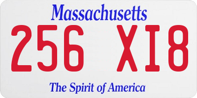 MA license plate 256XI8