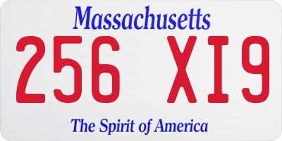 MA license plate 256XI9