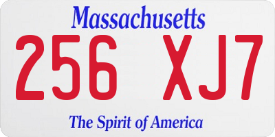 MA license plate 256XJ7