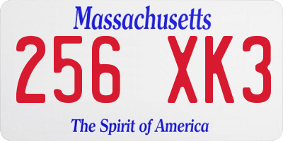 MA license plate 256XK3