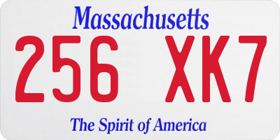 MA license plate 256XK7