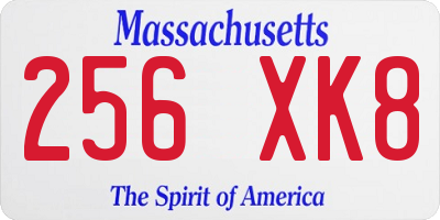 MA license plate 256XK8