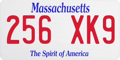 MA license plate 256XK9