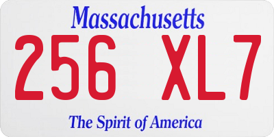 MA license plate 256XL7