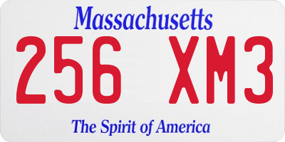 MA license plate 256XM3