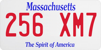 MA license plate 256XM7