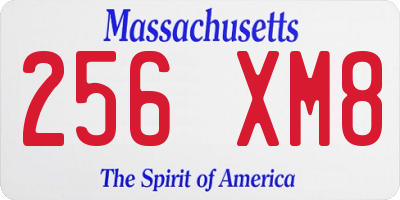 MA license plate 256XM8