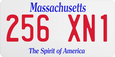 MA license plate 256XN1
