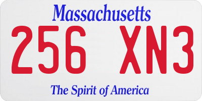 MA license plate 256XN3
