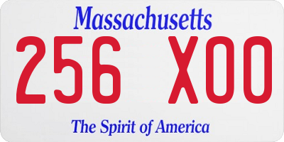 MA license plate 256XO0