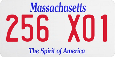 MA license plate 256XO1