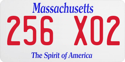 MA license plate 256XO2