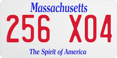 MA license plate 256XO4