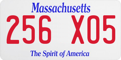 MA license plate 256XO5