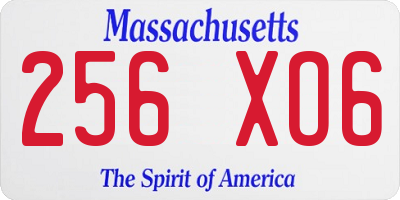 MA license plate 256XO6
