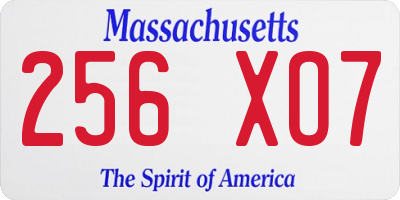MA license plate 256XO7