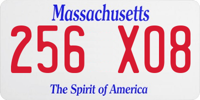 MA license plate 256XO8