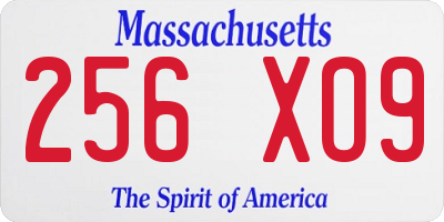 MA license plate 256XO9