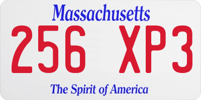 MA license plate 256XP3