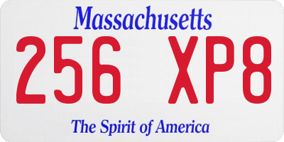 MA license plate 256XP8