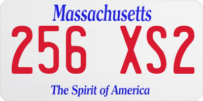 MA license plate 256XS2