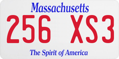 MA license plate 256XS3
