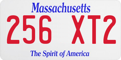 MA license plate 256XT2