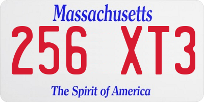 MA license plate 256XT3
