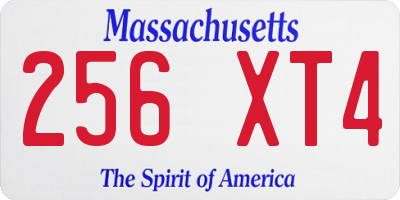 MA license plate 256XT4