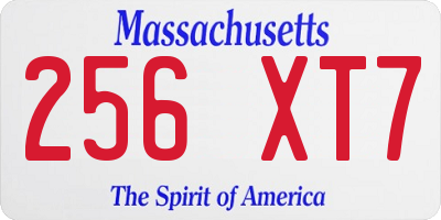 MA license plate 256XT7