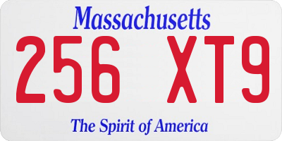 MA license plate 256XT9