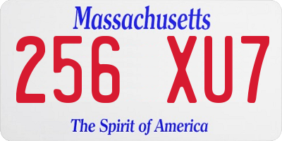 MA license plate 256XU7