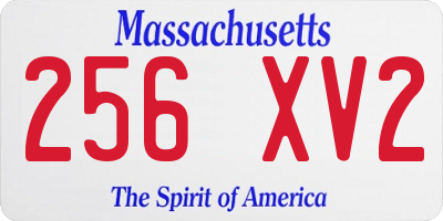 MA license plate 256XV2