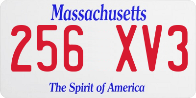 MA license plate 256XV3
