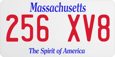 MA license plate 256XV8