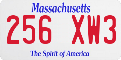 MA license plate 256XW3