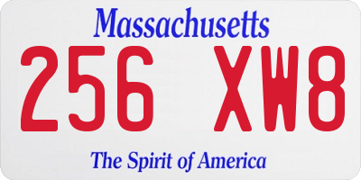 MA license plate 256XW8