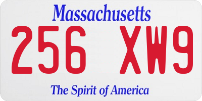 MA license plate 256XW9