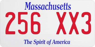 MA license plate 256XX3