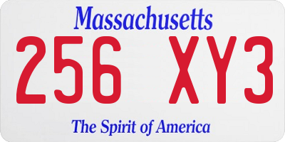 MA license plate 256XY3