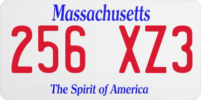 MA license plate 256XZ3
