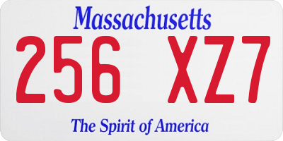 MA license plate 256XZ7